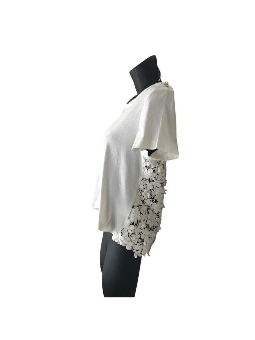 Sea New York White 100% Cotton Top With Open Daisy Crochet Back Size 4